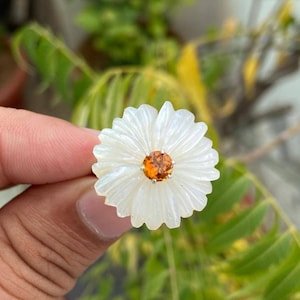 Flower Ring- Hand Carved Ring- Mop Ring- Floral Ring- Unique Jewelry- Gift For Mom/ Her- Natural Mop- Citrine- Carved Jewelry