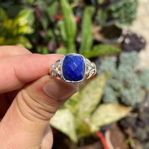Natural Lapis Lazuli Ring- Silver Lapis Lazuli Ring- Blue Gemstone Ring- Lapis Jewelry- Lapis Ring