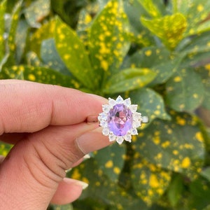 Amethyst Moonstone Ring- Engagement Ring- Silver Amethyst Ring- Rainbow Moonstone- February Birthstone