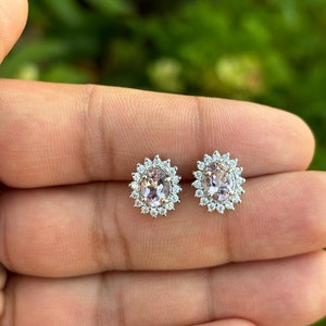 Pink Morganite Earrings- Natural Morganite Earrings- Silver Morganite Earrings- Gemstone Earrings- Stud Earrings- Earrings For Her