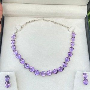 Bridal Necklace Set- Amethyst Necklace- Wedding Necklace- Amethyst Jewelry- Purple Necklace- Bridal Jewelry- Necklace And Earrings Set
