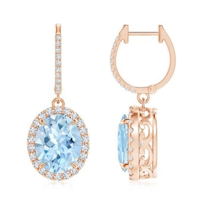 Aquamarine Earrings- Rose Gold Aquamarine Earrings- March Birthstone- Gift For Her- Aquamarine Jewelry