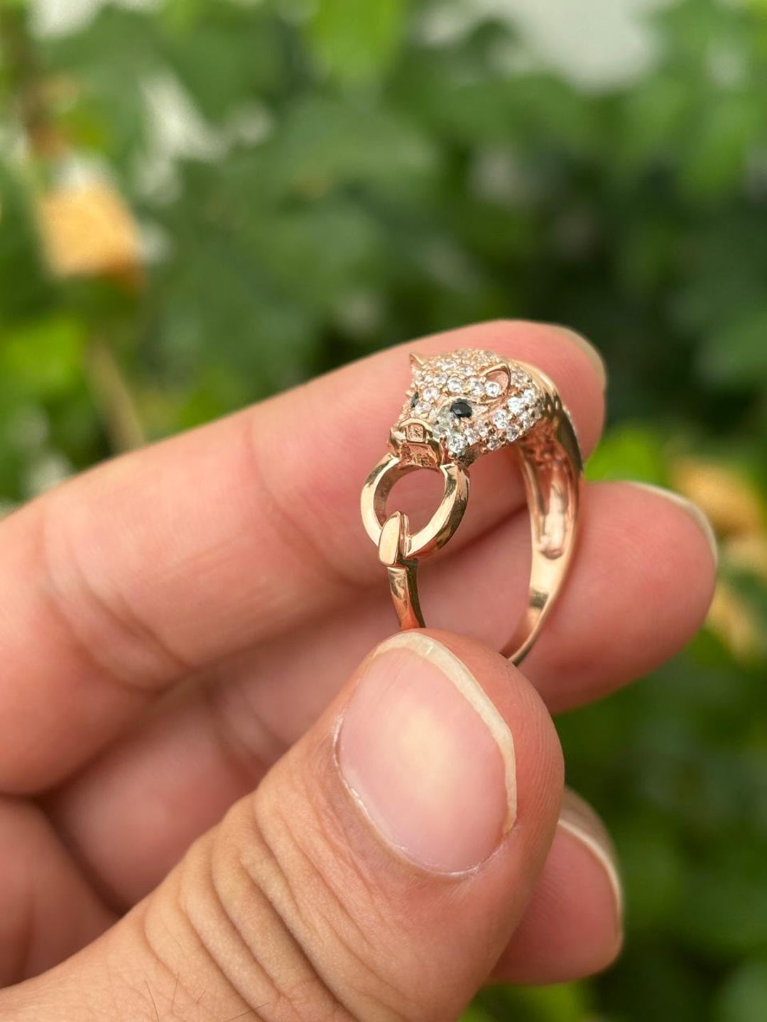 Anillo pantera- Anillo pantera de oro rosa- Regalo amante de los