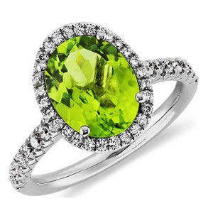 Natural Peridot Ring- Silver Peridot Ring- Oval Peridot Ring- Solitaire Ring- August Birthstone