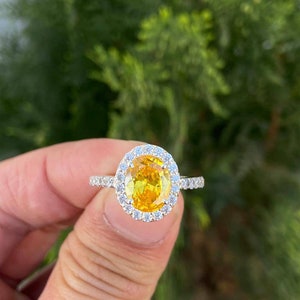 Yellow Sapphire Ring- 14k Gold Sapphire Ring- Yellow Gemstone Ring- Anniversary Birthday Gift For Her