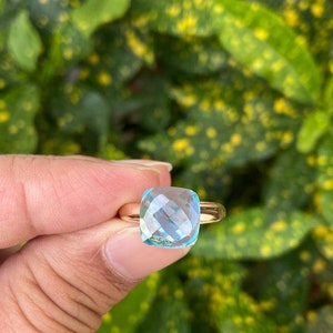 Swiss Blue Topaz Ring- Wedding Ring- Engagement Ring-  Blue Gemstone Ring- Gift For Her- Nudo Ring- 14k Gold Blue Topaz Ring
