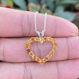 Heart Shape Necklace- Citrine Necklace- November Birthstone- Citrine Jewelry- Valentines Day Gifts- Gift For Love- Valentine Jewelry Gift