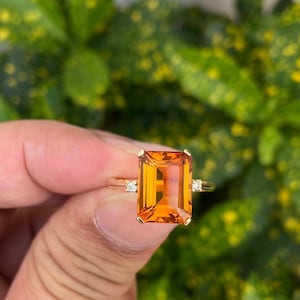 Anillo de compromiso de citrino, anillo de citrino de miel, anillo de citrino de oro, anillo de boda, joyería de citrino, regalo de aniversario, regalo para ella