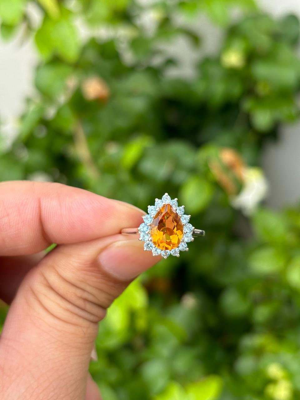 Citrine Ring- Blue Topaz Ring- Silver Citrine Ring- Yellow Gemstone Ring- November Birthstone Ring- Unique Ring- Rings For Women
