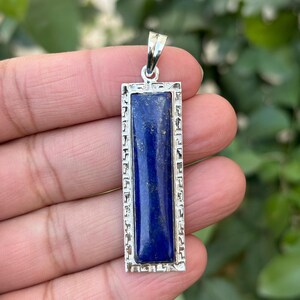 Lapis Lazuli Necklace- Vintage Lapis Pendant- Blue Gemstone Necklace- Handmade Silver Pendant- Silver Lapis Pendant