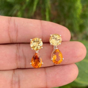 Citrine Drop Earrings- Bridal Earrings- Yellow Gemstone Earrings- November Birthstone- Natural Citrine Earrings- Gift For Her