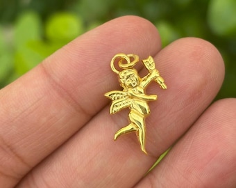 Cherub Angel Necklace - Gold Cupid Pendant, Gift For Her