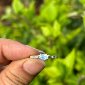 Moonstone Engagement Ring- Minimalist Ring- Silver Moonstone Ring- Moonstone Jewelry- Rainbow Moonstone- Dainty Ring- Gift For Her