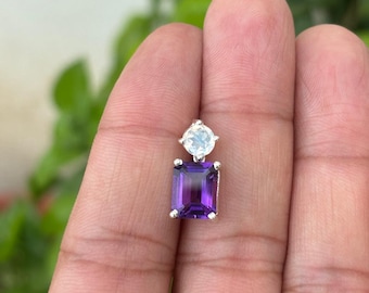 Handmade Amethyst and Moonstone Necklace – Sterling Silver Jewelry
