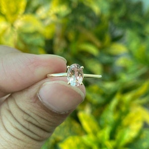 Pink Morganite Ring- 14k Gold Morganite Ring- Oval Morganite Ring- Engagement Ring- Dainty Ring- Natural Morganite