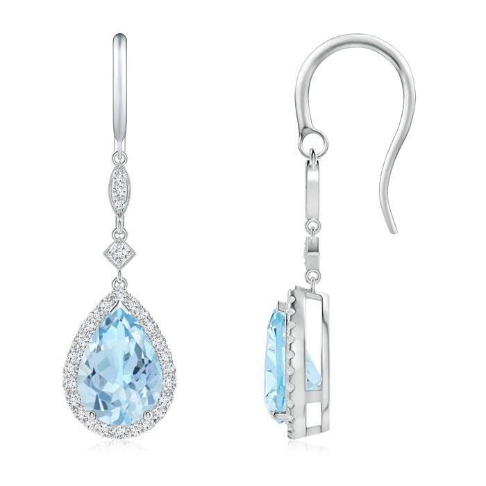 Pear Aquamarine Earrings Bridal Earrings Rose Gold | Etsy