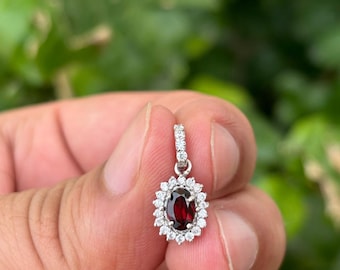 Sterling Silver Garnet Necklace – Handmade Gemstone Pendant