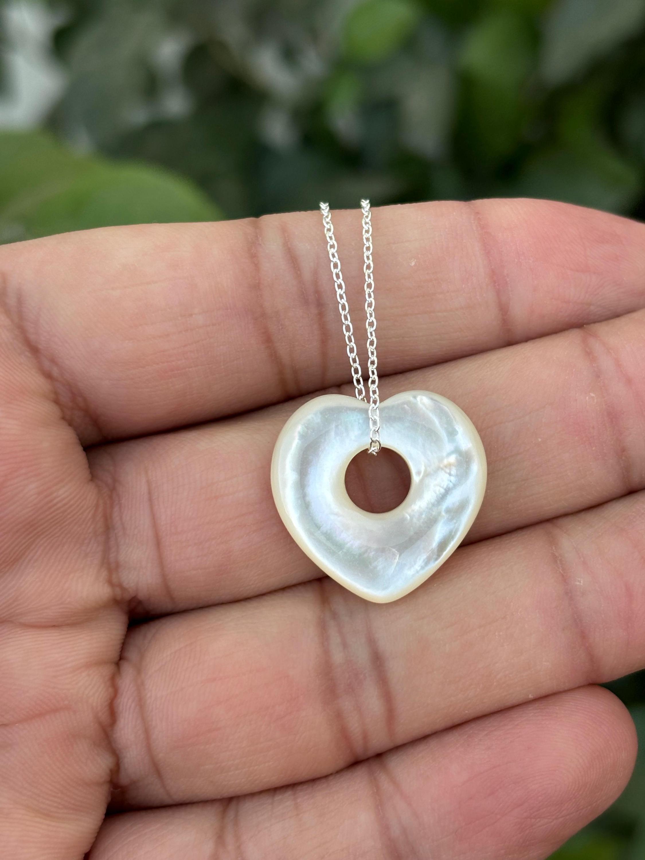 Mother Of Pearl Necklace- Heart Shape Necklace- Pearl Heart Pendant- Necklace For Women- Heart Shape Jewelry
