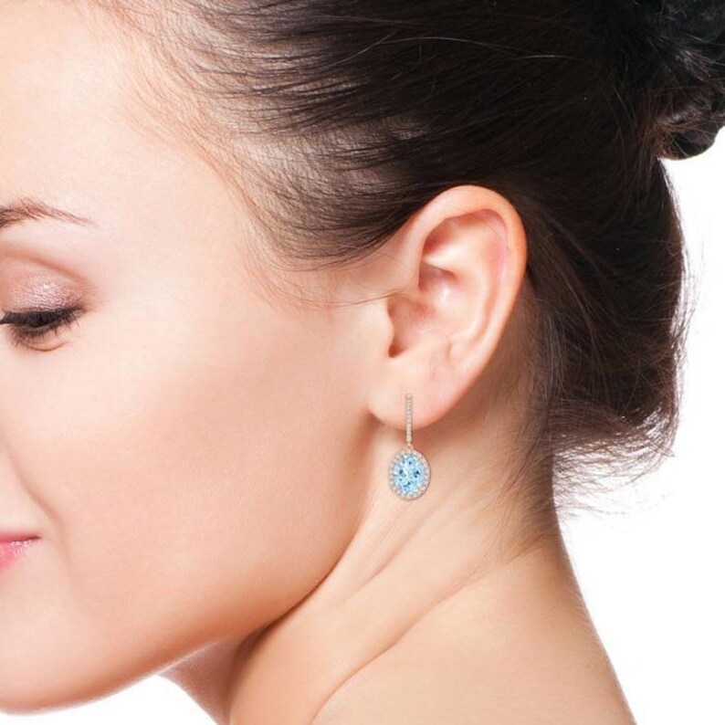 Aquamarine Earrings March Birthstone Aquamarine Jewelry Gift For Her Rose Gold Aquamarine Earrings