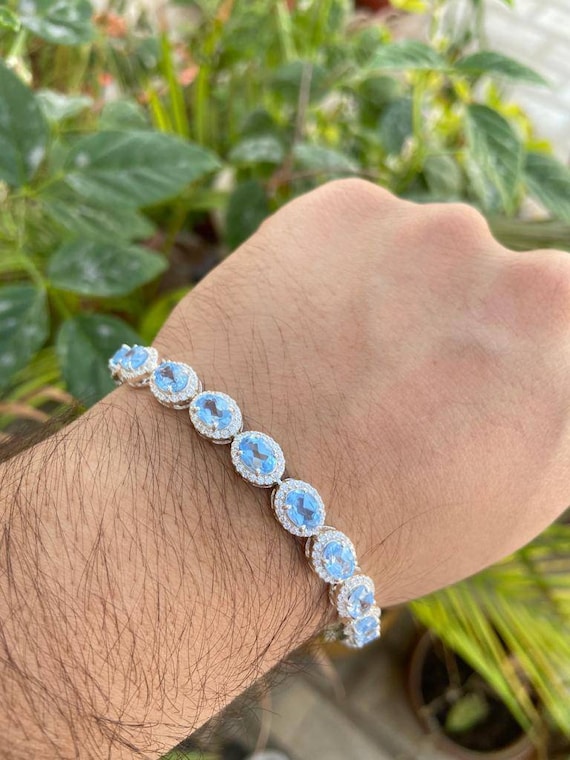 18K Rose Gold Plated Silver Oval Gemstone Birthstone Tennis Bracelet for Women | Oval 6x4mm | 7 inch with 1 inch Extender | Fine Jewelry Gifts for Her