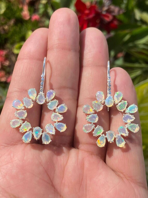 Opal Earrings- Drop Earrings- Ethiopian Opal Earrings- Dangle