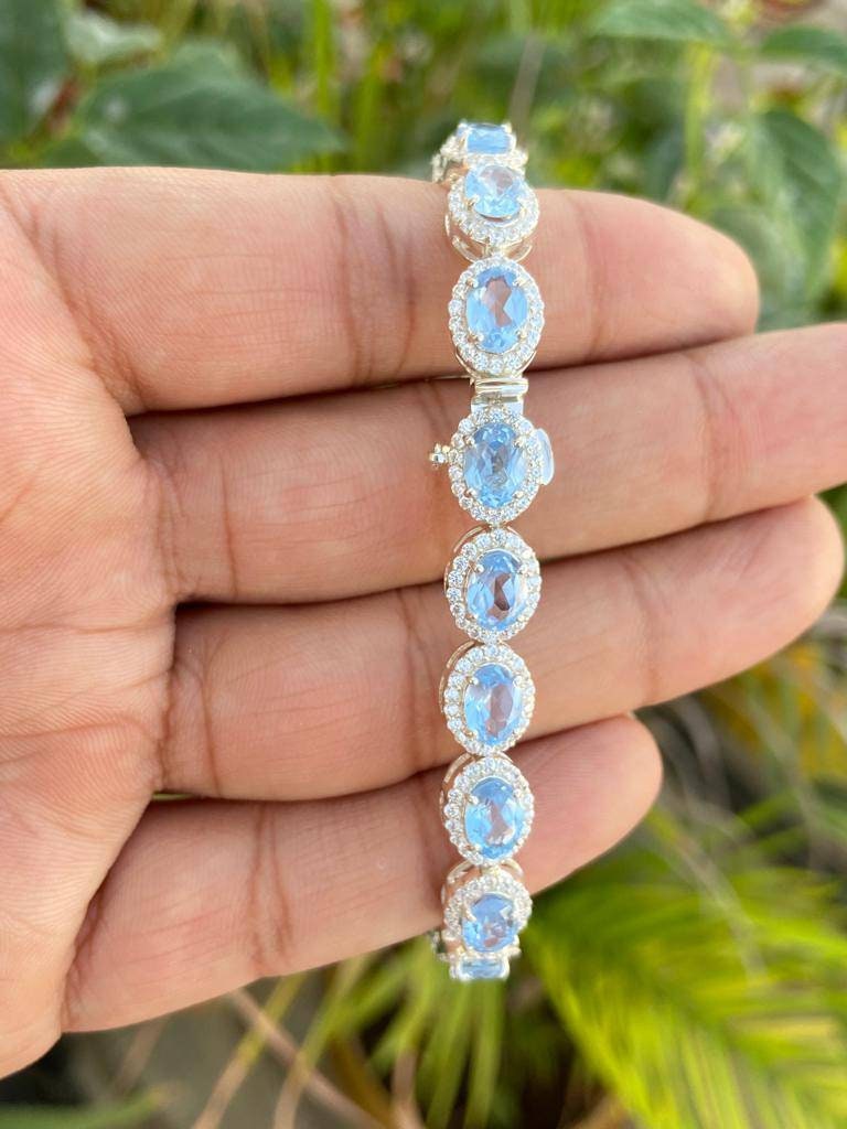 Blue Topaz Bracelet- Silver Blue Topaz Bracelet- December Blue Topaz Bracelet- Silver Blue Topaz Bracelet- December