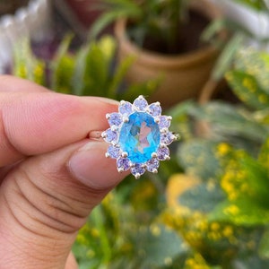 Blue Topaz Engagement Ring- Tanzanite Ring- Blue Topaz Jewelry- Swiss Blue Topaz Ring- Blue Gemstone- Unique Ring