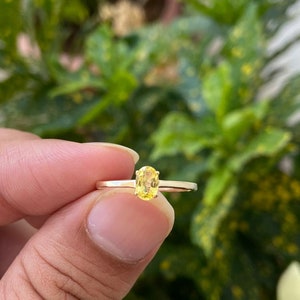 Sapphire Engagement Ring- 14k Gold Sapphire Ring- Yellow Sapphire Ring- Anniversary Gift For Her- Yellow Gemstone Ring