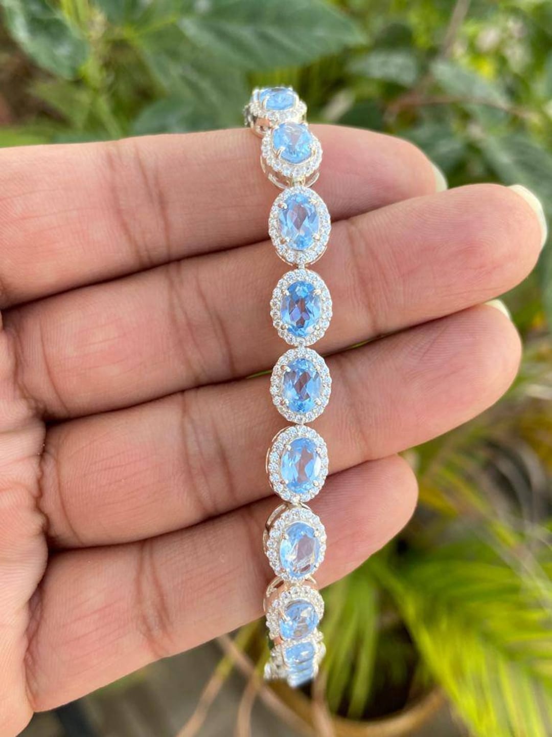 Tennis Bracelet with Blue Topaz Set in Sterling Silver - Celestial  Enchantment | NOVICA