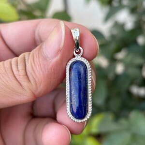 Lapis Lazuli Necklace- Silver Lapis Pendant- Lapis Necklace- Blue Gemstone Necklace- Handmade Silver Pendant- Vintage Lapis Pendant