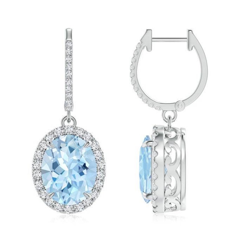 Aquamarine Earrings March Birthstone Aquamarine Jewelry Gift For Her Rose Gold Aquamarine Earrings