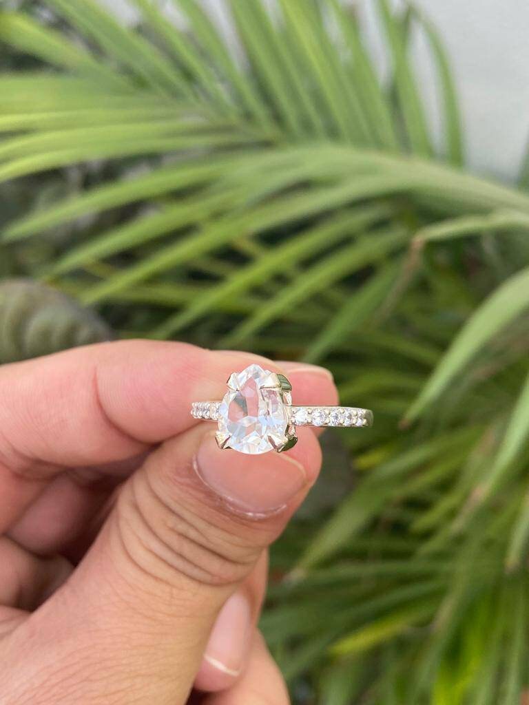 Clear Quartz Ring Wedding Ring Natural Crystal Ring Quartz Etsy