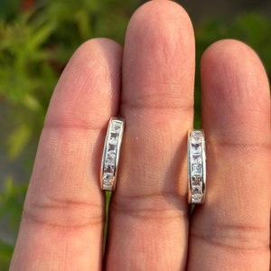 Moonstone Earrings- Hoop Earrings- Rainbow Moonstone- Gifts For Women- Gemstone Earrings- Huggie Earrings