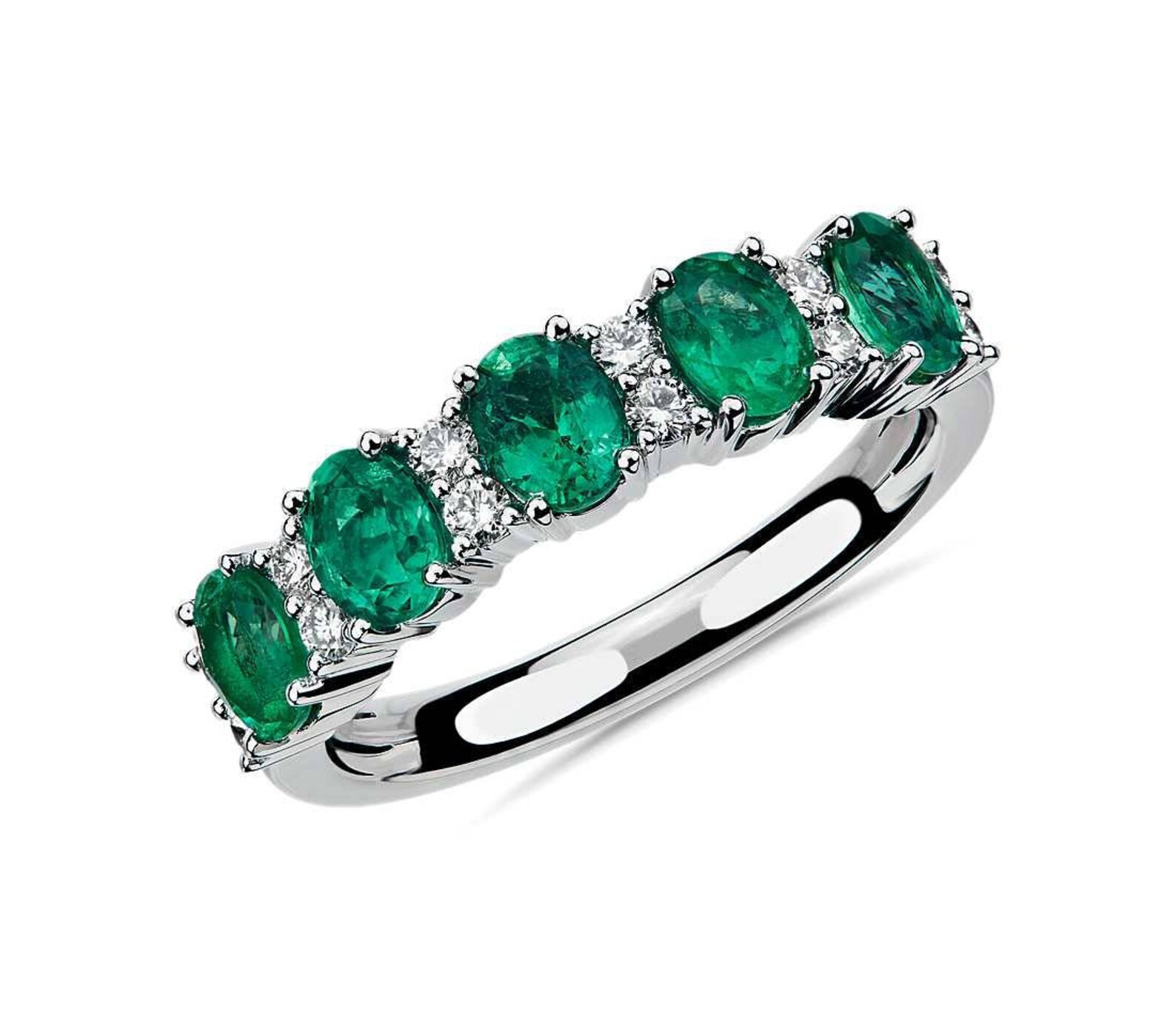 Emerald Band Ring Silver Emerald Ring Anniversary Birthday Etsy