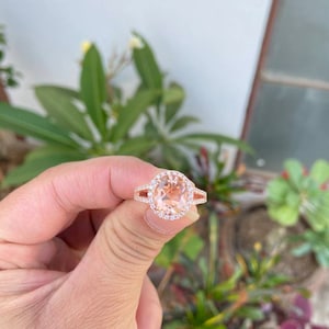Morganite Engagement Ring- Rose Gold Morganite Ring- Oval Morganite Ring- Anniversary Gift For Her