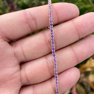 Gold Amethyst Bracelet- Tennis Bracelet- Amethyst Jewelry- Gift For Her- Dainty Bracelet- Solid Gold Bracelet- 14k Gold Amethyst Bracelet