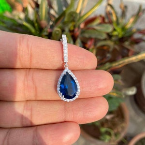 Blue Sapphire Necklace- Pear Sapphire Necklace- Blue Gemstone Necklace- September Birthstone Jewelry