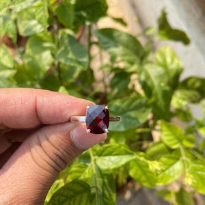 Natural Garnet Ring- 14k Gold Garnet Ring- Red Gemstone Ring- January Birthstone