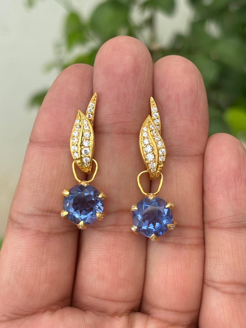 Color Change Fluorite Drop Earrings – Sterling Silver, CZ Accents 