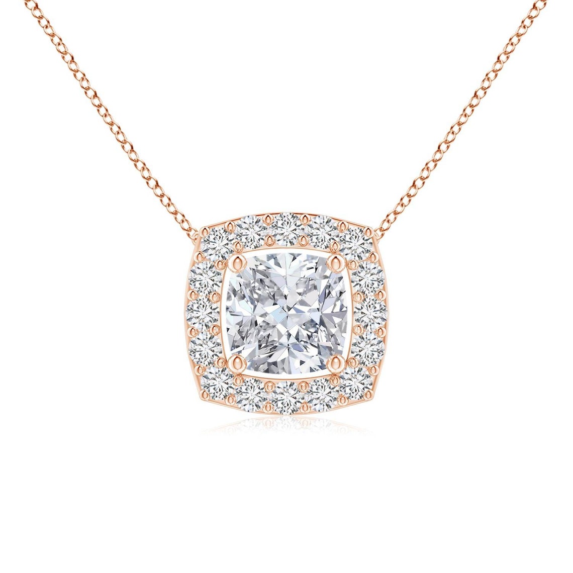Cushion Diamond Necklace 14k Gold Diamond Necklace Gold | Etsy