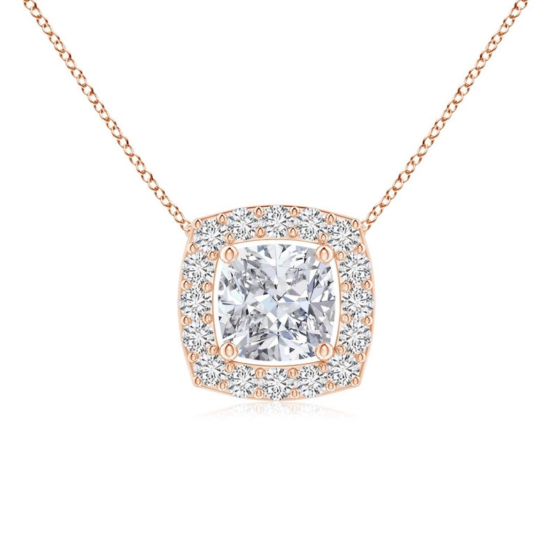 Gold Diamond Necklace 14k Gold Diamond Necklace Cushion Diamond Necklace Wedding Gift Diamond Pendant