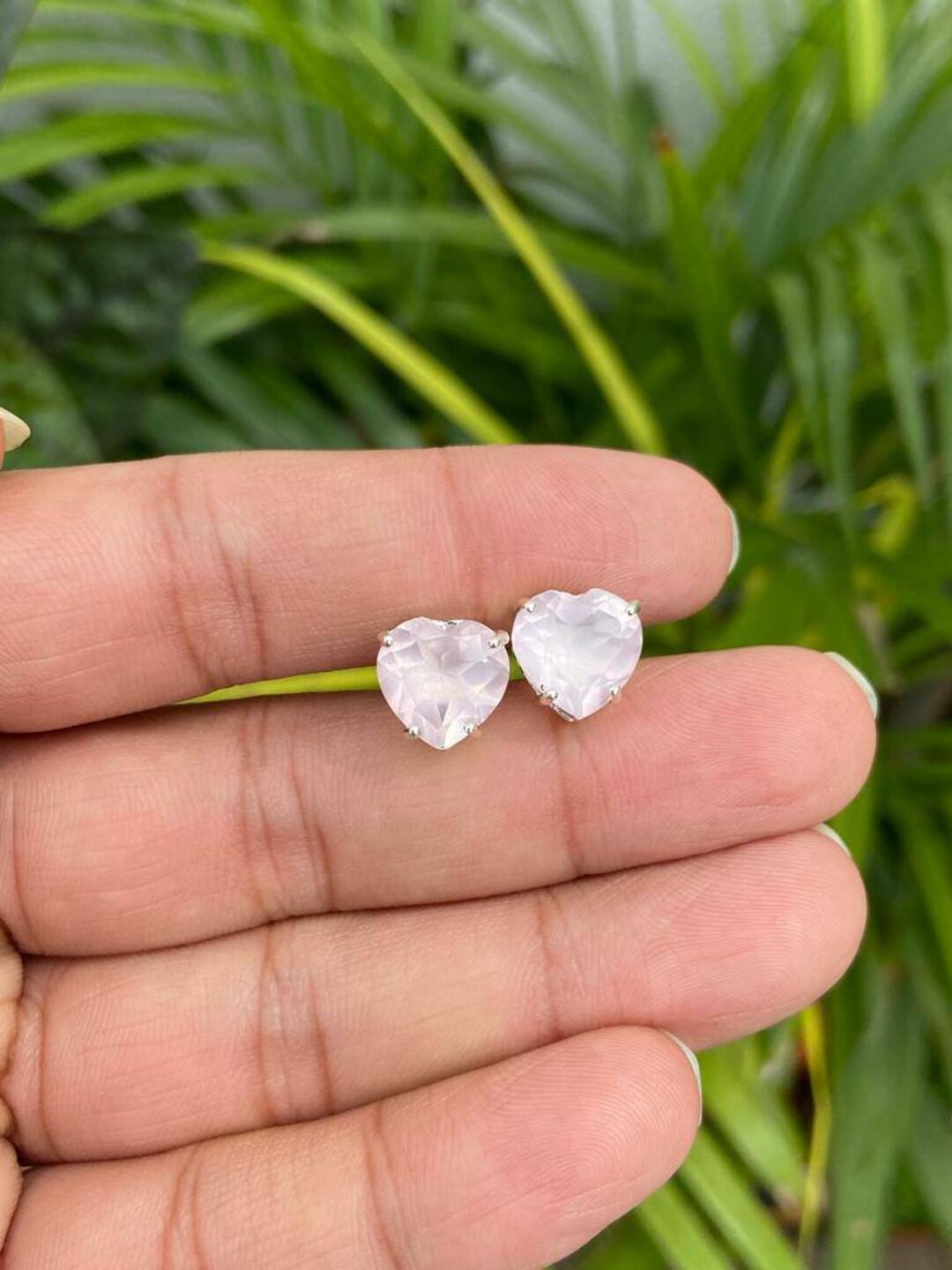 Rose quartz heart best sale earrings