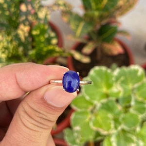 Natural Lapis Lazuli Ring- Lapis Lazuli Engagement Ring- Silver Lapis Ring- Blue Gemstone Ring- Gift For Her