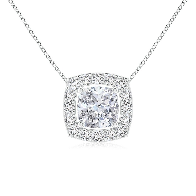 Gold Diamond Necklace 14k Gold Diamond Necklace Cushion Diamond Necklace Wedding Gift Diamond Pendant