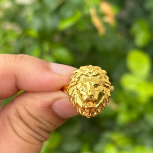 Lion Ring- Mens Ring- Gold Lion Ring- Animals Lover Gift- Animal Ring- Lion Head Ring- Lion Jewelry- Signet Ring- Leo Ring