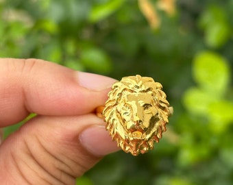 Lion Ring- Mens Ring- Gold Lion Ring- Animals Lover Gift