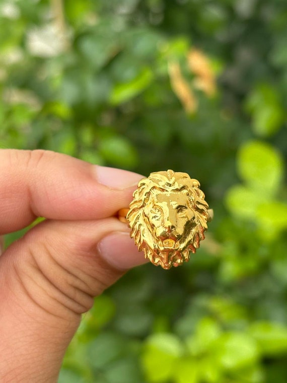 Lion Ring- Mens Ring- Gold Lion Ring- Animals Lover Gift
