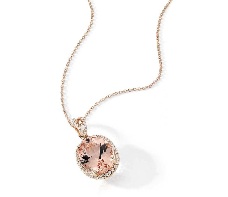 Morganite Necklace Anniversary Gift For Her Rose Gold Morganite Necklace Oval Morganite Necklace