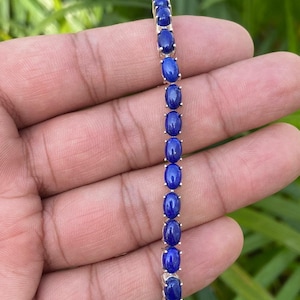 Lapis Lazuli Bracelet- Tennis Bracelet- Blue Gemstone Bracelet- Lapis Jewelry- Gift For Her- Sterling Silver Bracelet