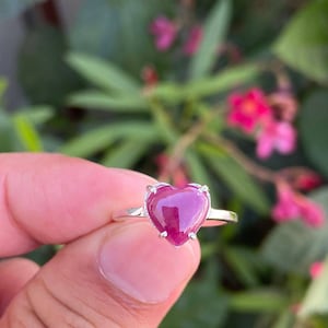 Ruby Heart Ring- Natural Ruby Ring- Red Gemstone Ring- July Birthstone Ring- Ruby Jewelry- Heart Shape Ring- Gift For Love- Gift For Her